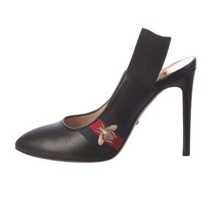 Gucci Bee Black Women's Slingback Heels 7.5